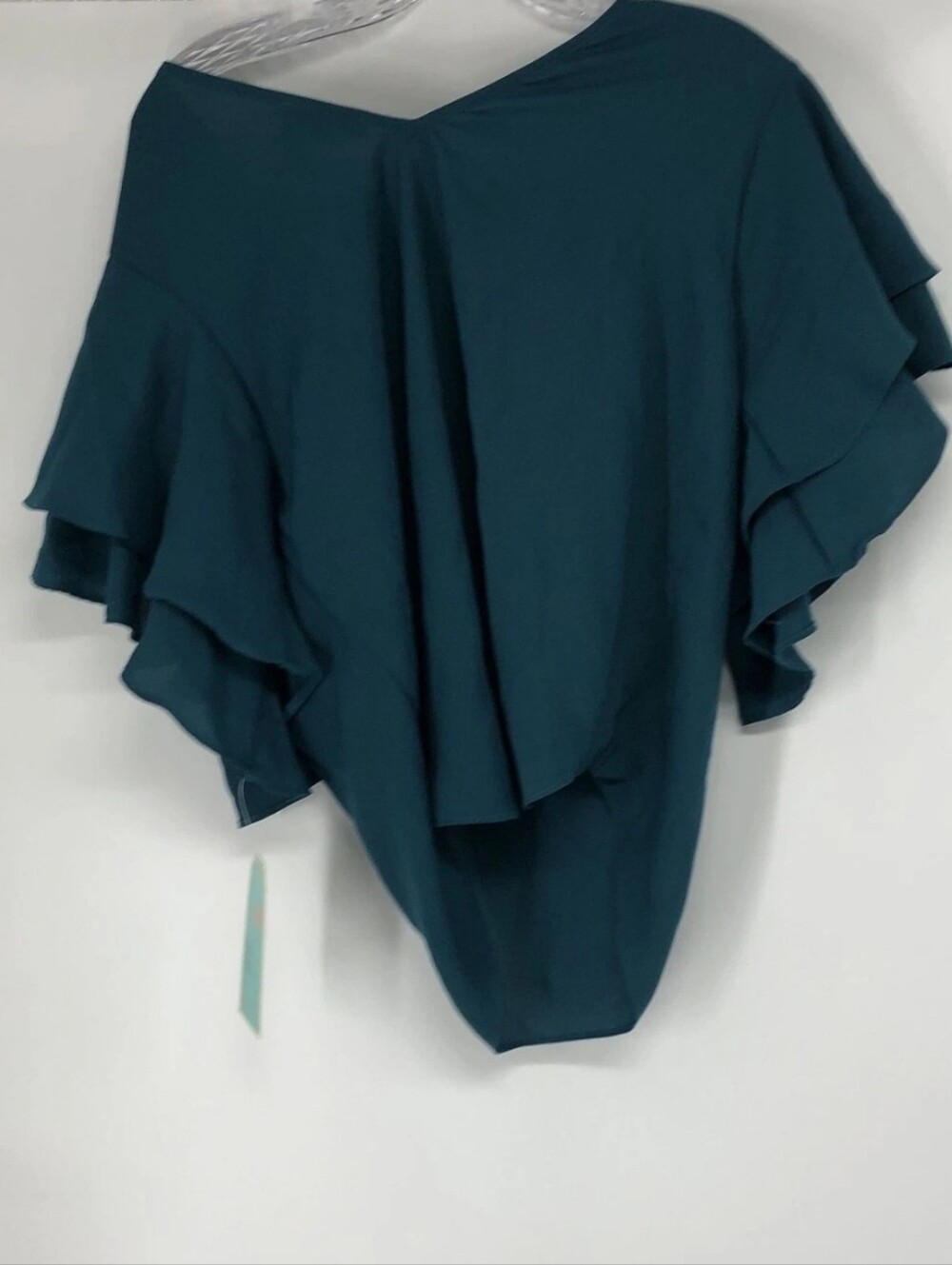 Giani Bernini Womens Teal Short Sleeve Keyhole Neck Blouse Top Size Medium - Picture 2 of 3